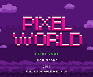 Pixel World PSD Fully Editable Text Effect. Layer Style PSD Mockup Template