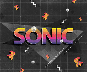 Retro Sonic PSD Fully Editable Text Effect. Layer Style PSD Mockup Template