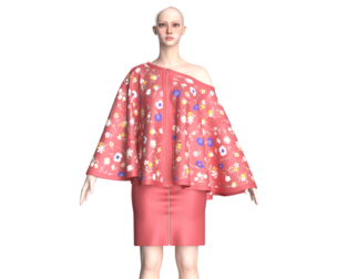 Ladies Printed Cape Tops With Skirt - Outfit | Marvelous / Clo3d / obj / fbx