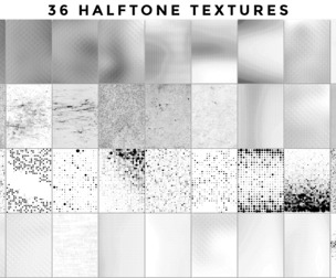36 Halftone Textures, Grayscale Dots Patterns, Vintage, Retro, EPS - PNG - JPG
