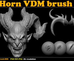 Creature Horn Kit: 50 Alpha + 27 VDM/IMM + 27 Meshes (ZBrush)