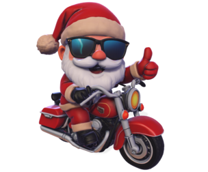 Santa Claus Biker – High Poly 3D Printable Figurine