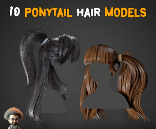10 Ponytail Hair Models + PBR Textures - Vol 05