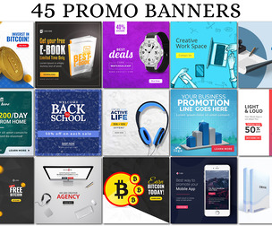 45 Promo Banners Business, Tech, Lifestyle, Branding Advertising