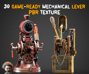 30 Game-Ready Mechanical lever + PBR Textures
