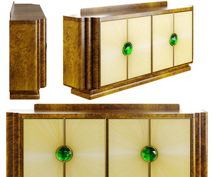 Art Deco Sideboard with Green Crystal Handles – Luxury Furniture 3D Model
