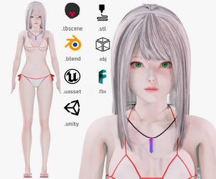 Bikini clothes 0025 - Rig - Unreal - Unity - Blender - Animated - Realistic Female Character