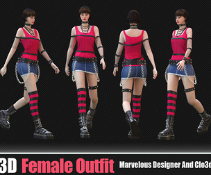 3D Women Outfit (CLO3D, MD PROJECTS+OBJ+FBX)