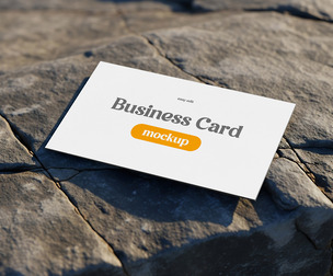 Business Card Mockup PSD Template on Stone Texture