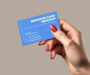 Hand Holding Business Card Mockup PSD Template