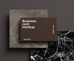 Luxury Business Card Mockup PSD Template on Marble