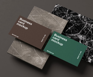 Dual Business Card Mockups PSD Template on Luxury Marble
