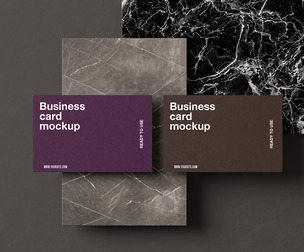 Dual Business Card Mockup PSD Template on Marble