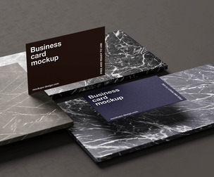 Dual Business Cards Mockup PSD Template on Marble