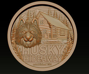 Husky Hideaway 2.5D Bas Relief – STL | OBJ | ZTL – CNC, 3D Print, Laser Engraving File