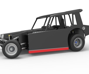 Vintage Dirt Modified stock car V6 while turning Scale 1:25