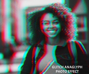 Glitch Anaglyph Photo Effect PSD Template