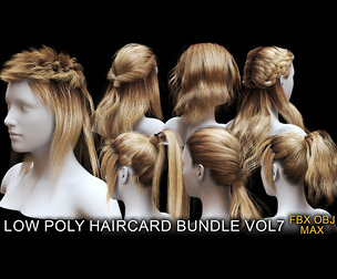 Low Poly game ready haircard bundle vol7 (max fbx obj)