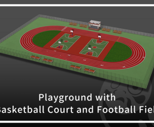 Playground with Basketball Court and Football Field