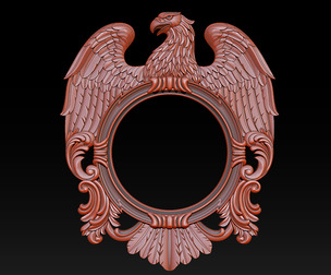 Eagle Mirror and Clock Frame - High-Detail 3D Relief Model