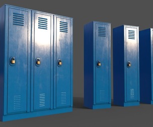 PBR School Gym Locker 01 - Blue Light