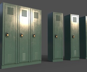 PBR School Gym Locker 01 - Green Light