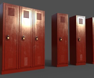 PBR School Gym Locker 01 - Red