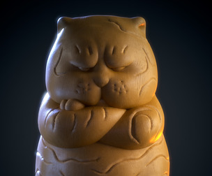 Wooden Statue (Tiger) Vol 01 - OBJ - FBX - Unwrap - Texture