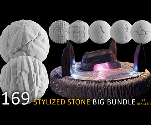 Stylized Stone tiles, rock and cliff alpha brush BIG bundle (2k tiff16 bit)