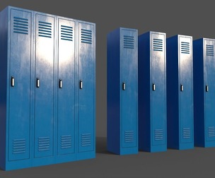 PBR School Gym Locker 02 - Blue Light