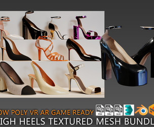 textured high heels mesh bundle (3d formats + marvelous designer files)