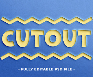 Cutout  PSD Fully Editable Text Effect. Layer Style PSD Mockup Template