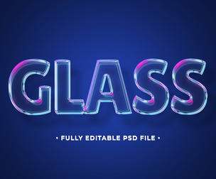 Glass  PSD Fully Editable Text Effect. Layer Style PSD Mockup Template