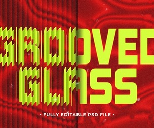 Grooved  PSD Fully Editable Text Effect. Layer Style PSD Mockup Template