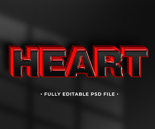 Heart  PSD Fully Editable Text Effect. Layer Style PSD Mockup Template