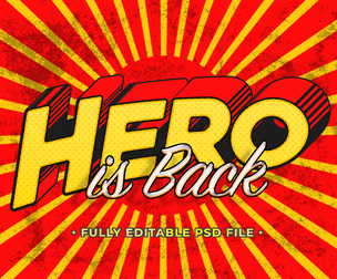 Hero  PSD Fully Editable Text Effect. Layer Style PSD Mockup Template