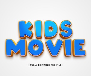 Kids Movie PSD Fully Editable Text Effect. Layer Style PSD Mockup Template