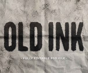 Old Ink PSD Fully Editable Text Effect. Layer Style PSD Mockup Template