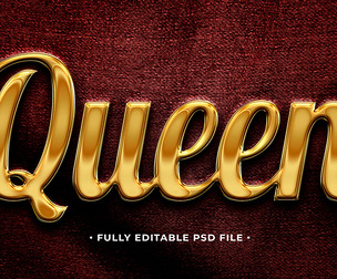 Queen PSD Fully Editable Text Effect. Layer Style PSD Mockup Template