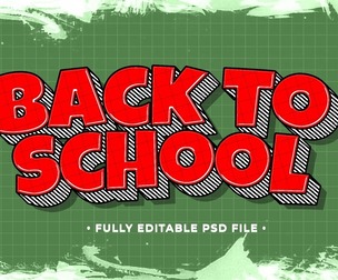 Retro Back School PSD Fully Editable Text Effect. Layer Style PSD Mockup Template