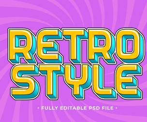 Retro Style PSD Fully Editable Text Effect. Layer Style PSD Mockup Template