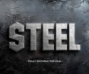 Steel PSD Fully Editable Text Effect. Layer Style PSD Mockup Template