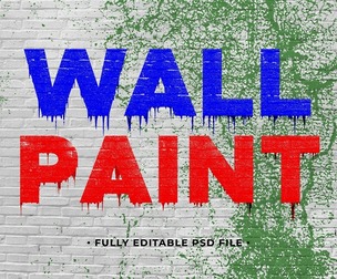 Wall Paint PSD Fully Editable Text Effect. Layer Style PSD Mockup Template