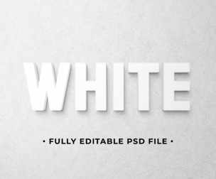 White PSD Fully Editable Text Effect. Layer Style PSD Mockup Template