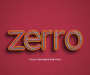 Zerro PSD Fully Editable Text Effect. Layer Style PSD Mockup Template