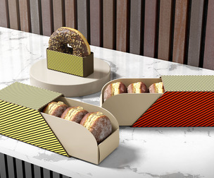 Modern Bakery Packaging Mockup PSD Template with Donuts