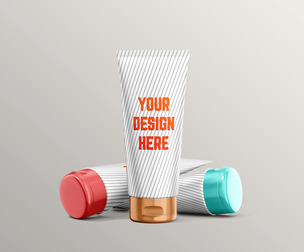 Triple Cosmetic Tube Mockup PSD Template - Cream & Lotion Packaging