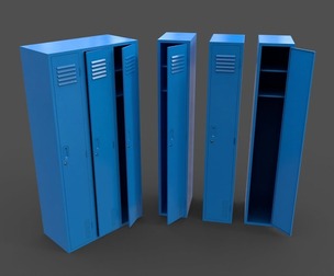 PBR School Gym Locker 03 - Blue Light