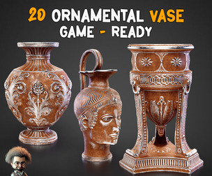 20 Game-Ready Ornamental Vase + Textures - Vol 51