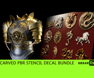 Carved PBR Decal Stencil Bundle (SBSAR + Texturesets)